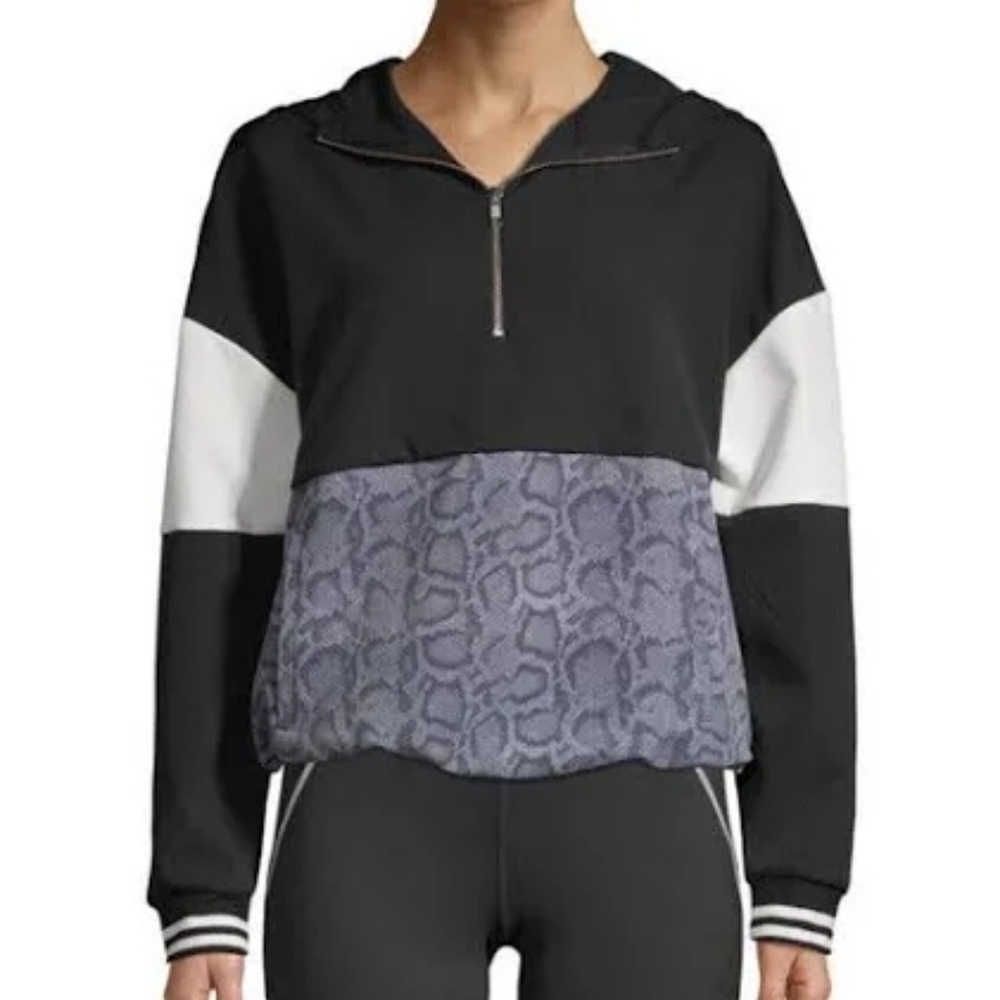 Avia Athleisure Colorblock Pullover Hoodie, Snakeskin Print, Size Medium